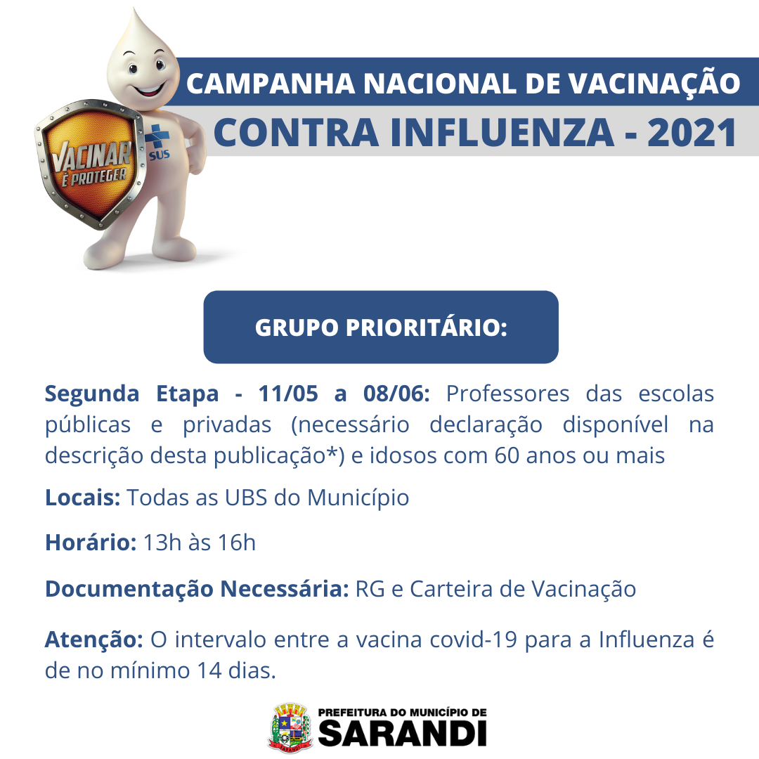 Segunda etapa da Campanha de vacinação contra Influenza 2021